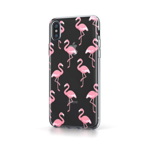 BeHello - iPhone Xs Hoesje - Zachte Back Case Flamingo Transparant