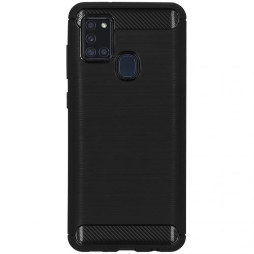 Brushed Backcover voor de Samsung Galaxy A21s - Zwart