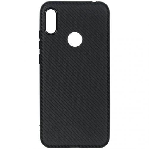 Carbon Softcase Backcover voor de Huawei Y6 (2019) - Zwart