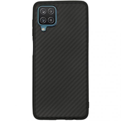 Carbon Softcase Backcover voor de Samsung Galaxy A12 - Zwart