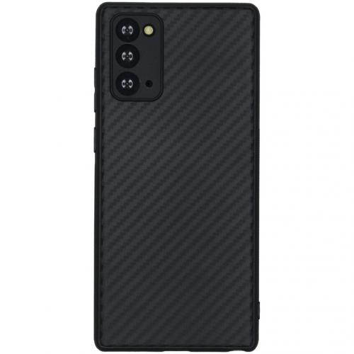 Carbon Softcase Backcover voor de Samsung Galaxy Note 20 - Zwart