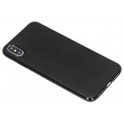 Carbon Softcase Backcover voor iPhone Xs Max - Zwart