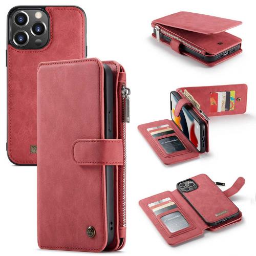 CaseMe Luxe 2 in 1 Portemonnee Booktype voor de iPhone 13 Pro - Rood