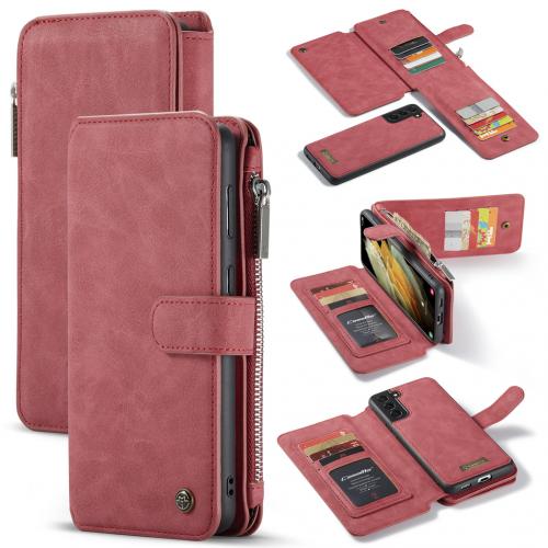 CaseMe Luxe 2 in 1 Portemonnee Booktype voor de Samsung Galaxy S21 - Rood