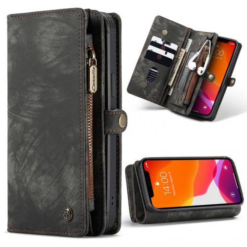 CaseMe Luxe Lederen 2 in 1 Portemonnee Booktype voor de iPhone 12 Pro Max - Zwart