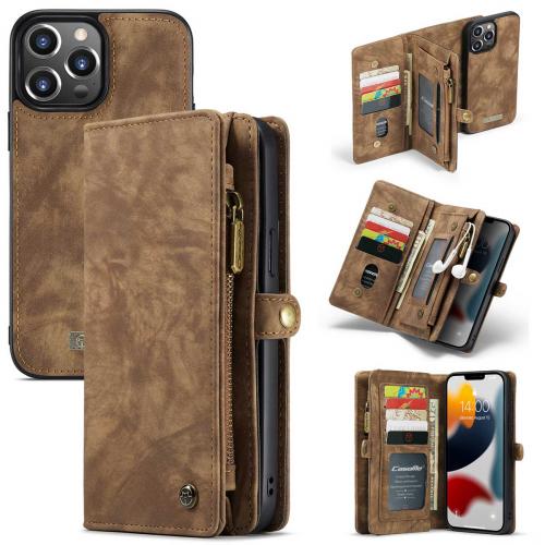 CaseMe Luxe Lederen 2 in 1 Portemonnee Booktype voor de iPhone 13 Pro Max - Bruin