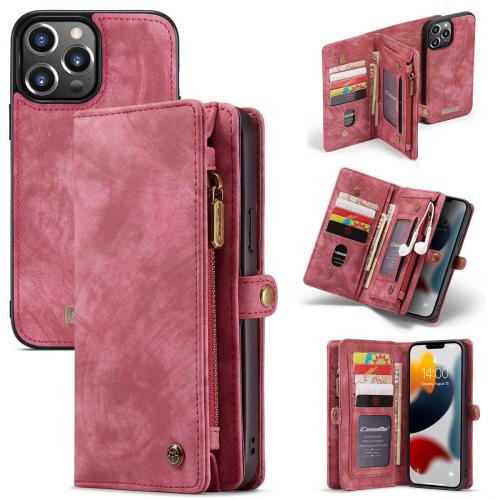 CaseMe Luxe Lederen 2 in 1 Portemonnee Booktype voor de iPhone 13 Pro Max - Rood