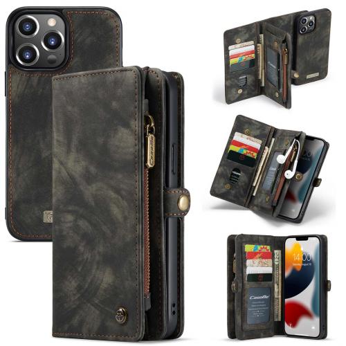 CaseMe Luxe Lederen 2 in 1 Portemonnee Booktype voor de iPhone 13 Pro Max - Zwart
