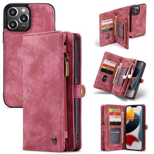 CaseMe Luxe Lederen 2 in 1 Portemonnee Booktype voor de iPhone 13 Pro - Rood