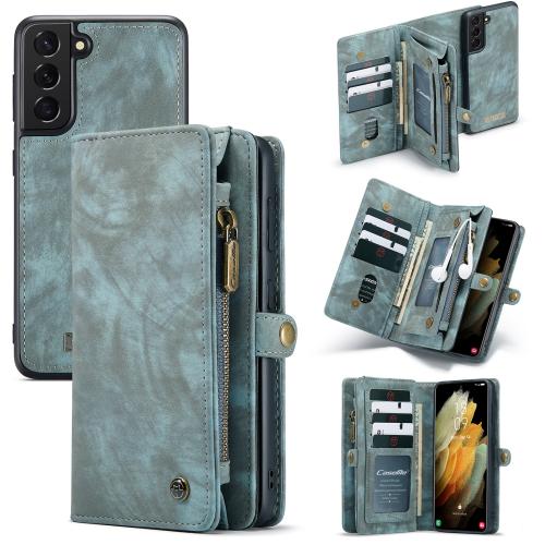 CaseMe Luxe Lederen 2 in 1 Portemonnee Booktype voor de Samsung Galaxy S21 - Groen