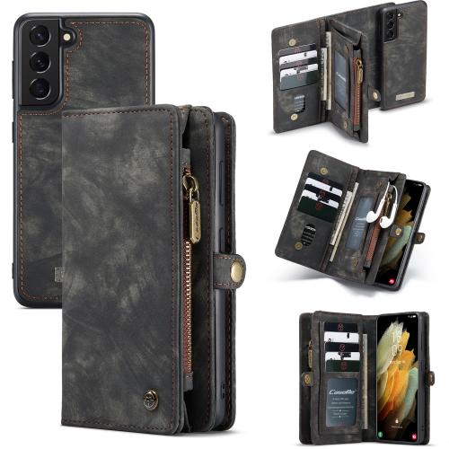 CaseMe Luxe Lederen 2 in 1 Portemonnee Booktype voor de Samsung Galaxy S21 - Zwart