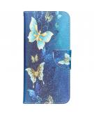 Design Softcase Booktype voor de Samsung Galaxy A70 - Blauwe vlinder