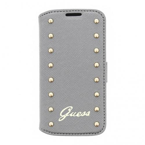 Guess Originele Studded Collection bookcase hoesje  Zilver