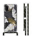 iMoshion Design hoesje met koord voor de Samsung Galaxy A41 - Bladeren - Zwart / Goud