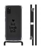 iMoshion Design hoesje met koord voor de Samsung Galaxy A41 - Live Laugh Love - Zwart