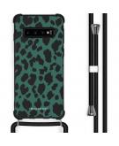 iMoshion Design hoesje met koord voor de Samsung Galaxy S10 - Luipaard - Groen / Zwart