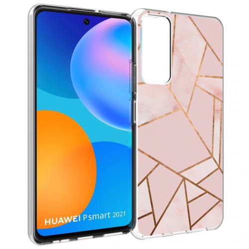 iMoshion Design hoesje voor de Huawei P Smart (2021) - Grafisch Koper - Roze / Goud