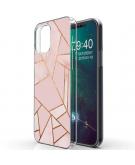iMoshion Design hoesje voor de iPhone 12 Mini - Grafisch Koper - Roze / Goud