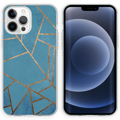 iMoshion Design hoesje voor de iPhone 13 Pro - Grafisch Koper - Blauw / Goud