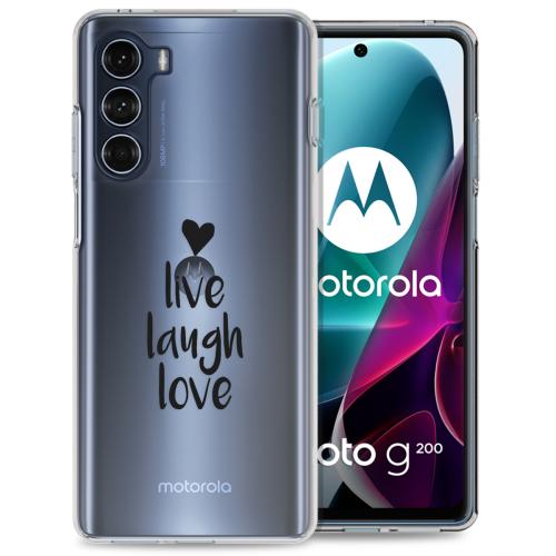 iMoshion Design hoesje voor de Motorola Moto G200 - Live Laugh Love - Zwart