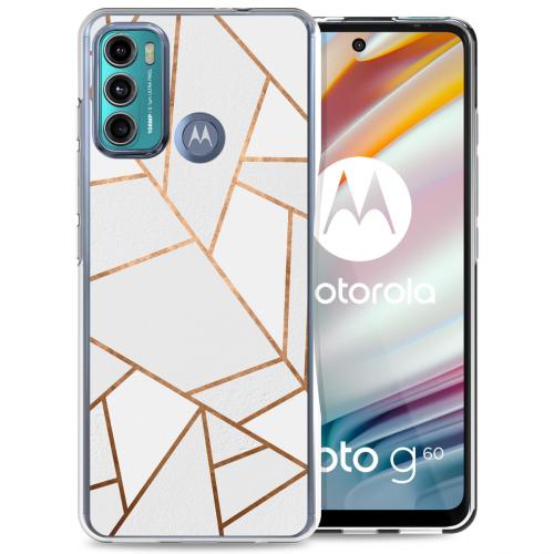 iMoshion Design hoesje voor de Motorola Moto G60 - Grafisch Koper - Wit / Goud