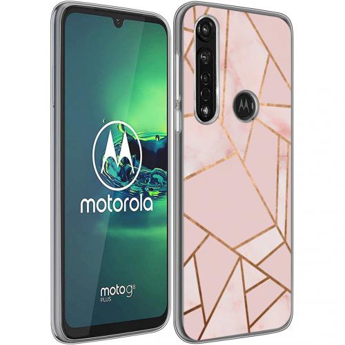 iMoshion Design hoesje voor de Motorola Moto G8 Power - Grafisch Koper - Roze / Goud
