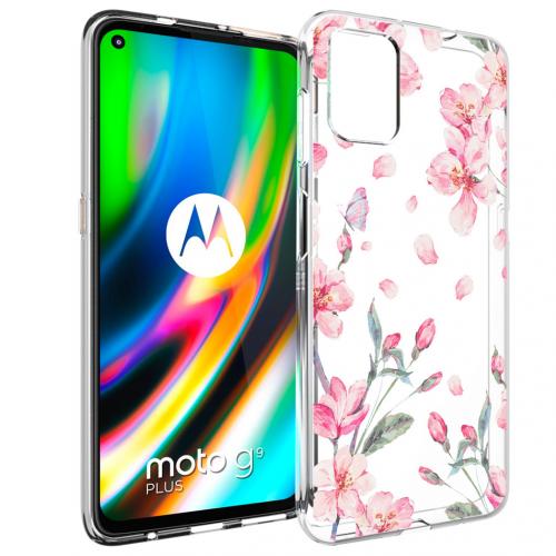 iMoshion Design hoesje voor de Motorola Moto G9 Plus - Bloem - Roze