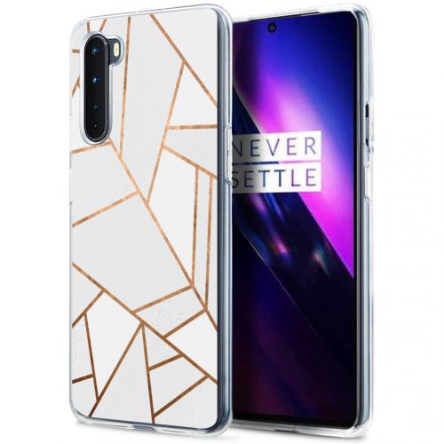 iMoshion Design hoesje voor de OnePlus Nord - Grafisch Koper - Wit / Goud