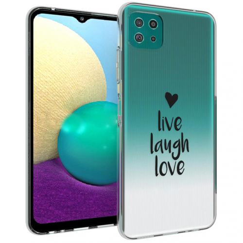 iMoshion Design hoesje voor de Samsung Galaxy A22 (5G) - Live Laugh Love - Zwart