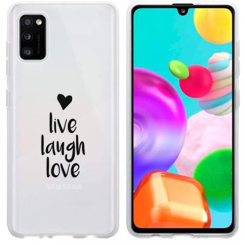 iMoshion Design hoesje voor de Samsung Galaxy A41 - Live Laugh Love - Zwart