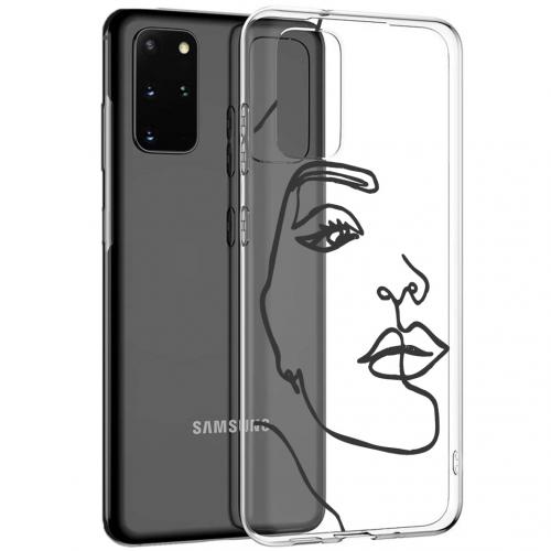 iMoshion Design hoesje voor de Samsung Galaxy S20 Plus - Abstract Gezicht - Zwart