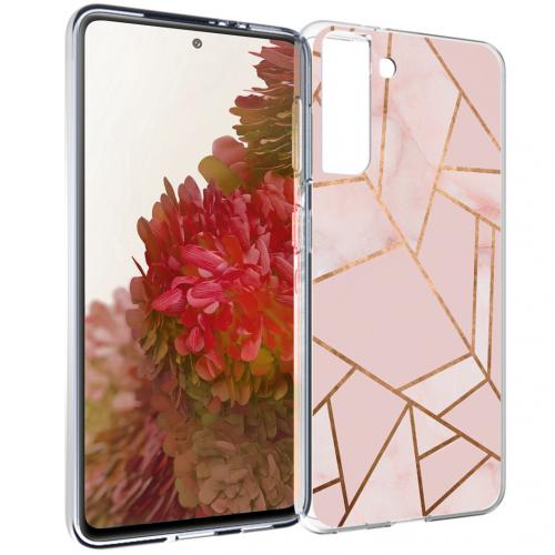 iMoshion Design hoesje voor de Samsung Galaxy S21 - Grafisch Koper - Roze / Goud
