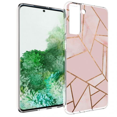 iMoshion Design hoesje voor de Samsung Galaxy S21 Plus - Grafisch Koper - Roze / Goud