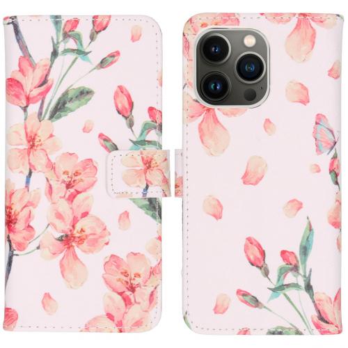 iMoshion Design Softcase Book Case voor de iPhone 13 Pro - Blossom Watercolor White