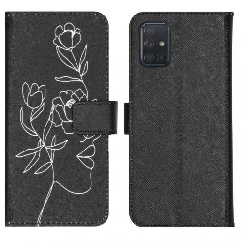 iMoshion Design Softcase Book Case voor de Samsung Galaxy A71 - Woman Flower Black