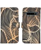 iMoshion Design Softcase Book Case voor de Samsung Galaxy S10 - Golden Leaves