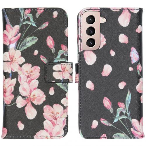 iMoshion Design Softcase Book Case voor de Samsung Galaxy S21 - Blossom Watercolor Black