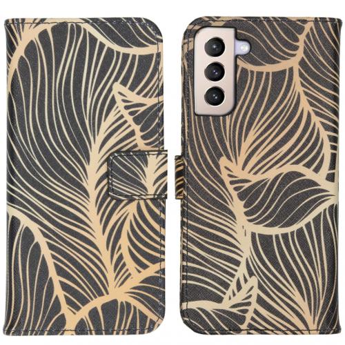 iMoshion Design Softcase Book Case voor de Samsung Galaxy S21 Plus - Golden Leaves
