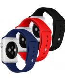 iMoshion Siliconen bandje Multipack Apple Watch Series 1-7 / SE - 38/40/41 mm - Zwart / Blauw / Rood