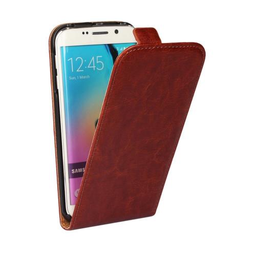Javu - Samsung Galaxy S6 Edge Hoesje - Flip Case Cabello Bruin