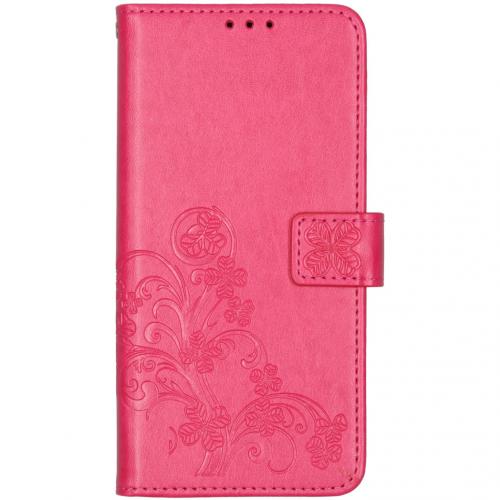 Klavertje Bloemen Booktype voor de OnePlus 7T - Roze