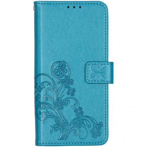 Klavertje Bloemen Booktype voor de OnePlus 7T - Turquoise