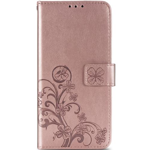 Klavertje Bloemen Booktype voor de OnePlus 8 - Rosé Goud