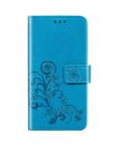 Klavertje Bloemen Booktype voor de Samsung Galaxy A21s - Turquoise