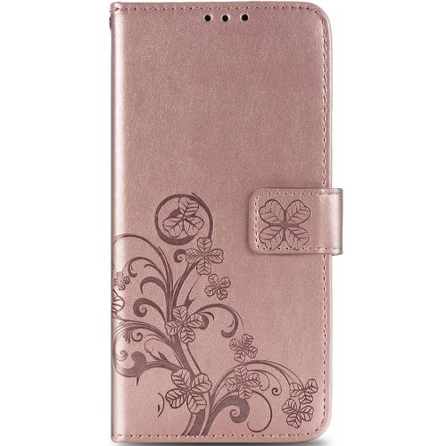Klavertje Bloemen Booktype voor de Samsung Galaxy A31 - Rosé Goud