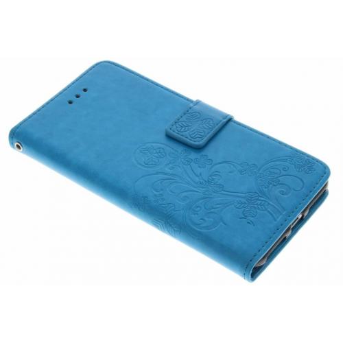 Klavertje Bloemen Booktype voor iPhone 8 Plus / 7 Plus - Turquoise