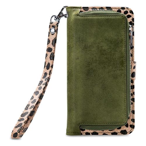 Mobilize - iPhone 11 Pro Max Hoesje - Uitneembare Gelly Wallet Case Luipaard Donker Groen