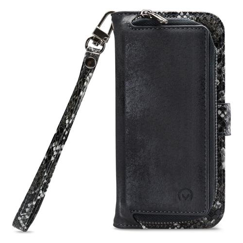 Mobilize - iPhone 12 Hoesje - Uitneembare Gelly Wallet Case Slangen Zwart