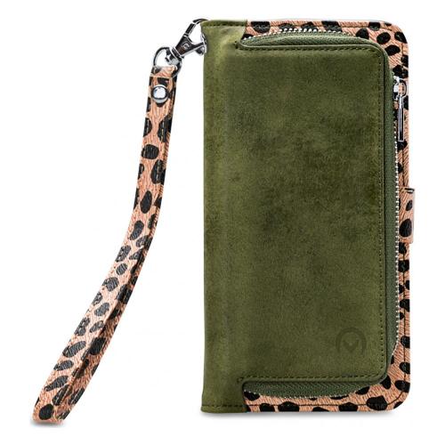 Mobilize - iPhone 13 Pro Max Hoesje - Uitneembare Gelly Wallet Case Luipaard Donker Groen