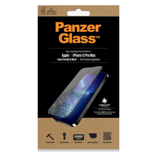 PanzerGlass Anti-Bacterial Case Friendly Screenprotector voor de iPhone 13 Pro Max - Zwart